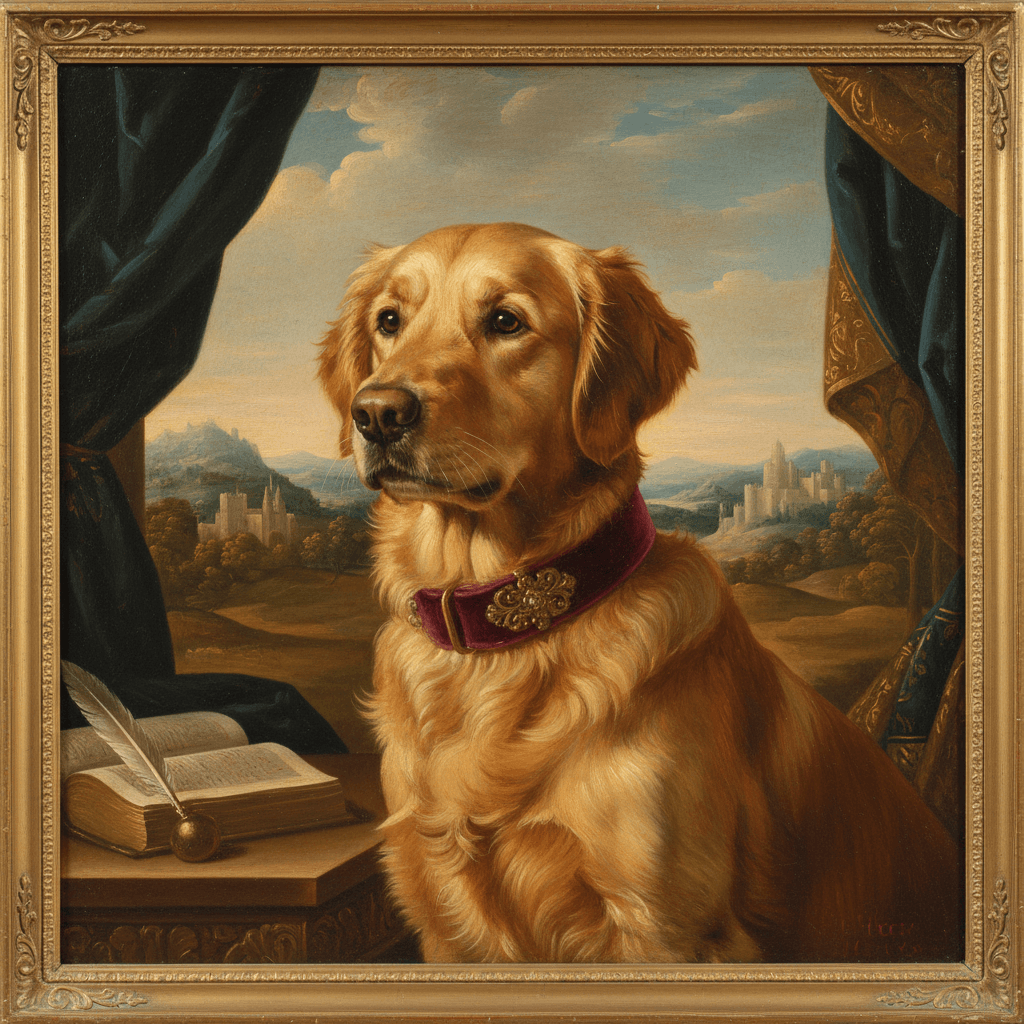 Painterly portraits of beloved pets.